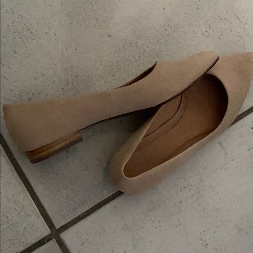 Beige leather flats